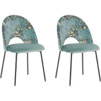 Beliani Ensemble de 2 chaises de salle à manger Covelo Velour Mint Lumarko
