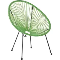 Beliani Fauteuil d'extérieur vert en rotin artificiel chaise ronde pour balcon terrasse design moderne