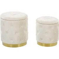 Beliani Pouf PUEBLO Set de 2 Blanc Velours