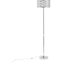 Beliani Lampadaire métal argenté 160 cm abat-jour avec cristaux en verre acrylique long câble avec interrupteur Style moderne glamour