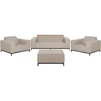 Beliani Salon De Jardin 5 Places En Tissu Beige Et Pieds Noirs