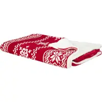 Beliani Plaid Réversible Rouge Et Blanc 150 X 200 Cm Motif Noël Vantaa