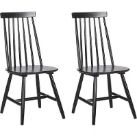Beliani Sada de 2 chaises de salle à manger noires en bois, style rétro scandinave, pour jardin