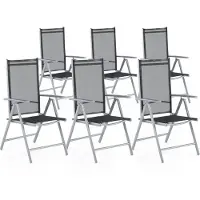 Beliani Chaises de jardin noires set de 6 pièces en aluminium réglables modernes