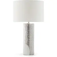 Beliani Lampka lampe de table, porcelaine de nuit blanc argenté AIKENAS (E27)