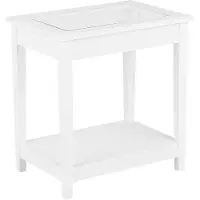 Beliani Table basse blanche MDF 60 x 57 x 40 cm plateau en verre avec étagère table de nuit style rustique moderne salon chambre à coucher