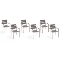 Beliani Chaise de jardin set de 6 pieds en métal en bois synthétique gris, empilable moderne