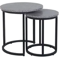 Beliani Set de 2 tables gris-noir panneau MDF béton peint par poudrage style moderne
