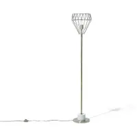 Beliani Lampadaire laiton métal 160 cm lampe à ampoule lampe en forme de diamant aspect marbre câble avec interrupteur lampe à arc design moderne