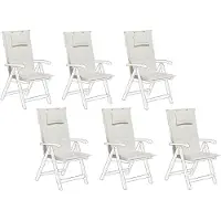 Beliani Lot De 6 Coussins En Tissu Blanc Crème Pour Chaises De Jardin Toscana/Java