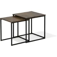 Beliani Set de 2 tables basses en bois foncé, structure en métal noir, style industriel, salon