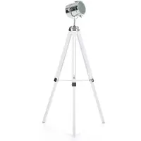 Beliani Lampadaire métal blanc 143 cm trépied réglable long câble avec interrupteur style industriel