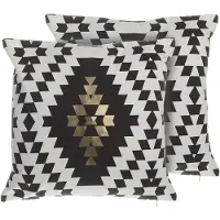 Beliani Lot de 2 coussins COLEUS Coton 45 x 45 cm Géométrique Noir