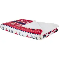 Beliani Plaid Réversible Rouge Et Blanc 150 X 200 Cm Motif Noël Reka