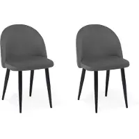 Beliani Lot de 2 chaises de salle à manger tapisserie velours gris design rétro moderne pieds noirs inclinés cuisine salle à manger