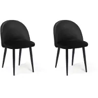 Beliani Lot de 2 chaises de salle à manger tapisserie velours noir design moderne rétro pieds noirs inclinés cuisine salle à manger