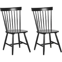 Beliani Lot de 2 chaises de salle à manger rustiques à haut dossier, en caoutchouc noir, peintes, pour le salon