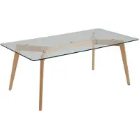 Beliani Table basse marron transparent 60 x 120 cm verre cadre bois rectangulaire moderne