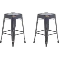 Beliani Trend set de 2 tabourets de bar en métal noir/doré 60 cm industriel