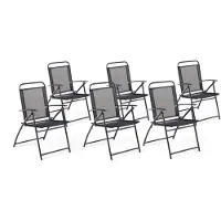 Beliani Lot de 6 chaises de jardin pliantes en résille, structure en acier noir, mobilier d'extérieur