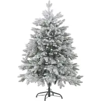 Beliani Arbre de Noël artificiel blanc PVC base métal 120 cm, neige, style scandinave