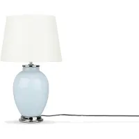 Beliani Lampe à poser bleu clair blanc céramique 45 cm brillant rétro