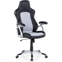 Beliani Siège de bureau noir / gris cuir synthétique / nylon confortable pratique moderne