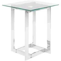 Beliani Table basse argent transparent 40 x 40 cm plateau en verre cadre en métal brillant carré poli moderne
