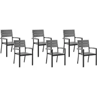 Beliani Ensemble de 6 chaises de jardin en aluminium gris et bois synthétique, style moderne