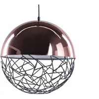 Beliani Lampe à suspendre Cuivre Métal Abat-jour en forme de boule avec aspect résille en noir Style minimaliste