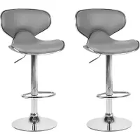 Beliani Lot de 2 tabourets de bar rembourrage gris faux cuir repose-pieds vérin à gaz hauteur réglable Glamour