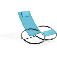 Beliani Chaise longue de jardin bleu turquoise à bascule sur patins