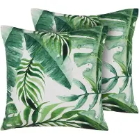 Beliani Coussin de jardin vert avec motif de feuilles 45 x 45 cm 2pcs PAVELLI (45 x 45 cm)
