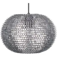 Beliani Suspension métal argenté abat-jour ovale avec paillettes optiques en forme de boule disco charmante