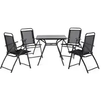 Beliani Ensemble de meubles de jardin acier noir 4 places LIVO (80 x 80 x 72 cm)
