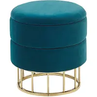 Beliani Pouf ELGIN Bleu paon Velours
