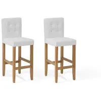 Beliani Lot de 2 tabourets de bar en simili cuir blanc crème avec dossier Salle à manger Cuisine Tapissée Moderne