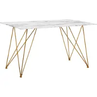 Beliani Table De Repas Kenton Effet Marbre Blanc