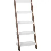Beliani Bibliothèque 5 Étagères Bois Foncé-Blanc Mobile Trio