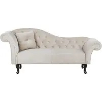Beliani Chaise Longue Côté Gauche En Velours Beige Lattes