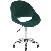 Beliani Chaise de bureau à roulettes, verte velours, pivotante et réglable en hauteur