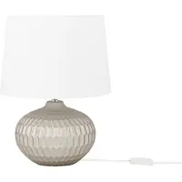 Beliani lampe de table or céramique 51 cm abat-jour tissu blanc forme vase câble avec interrupteur look moderne minimaliste