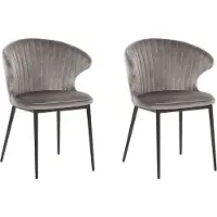 Beliani Ensemble de 2 chaises de salle à manger en velours gris Augusta Lumarko !