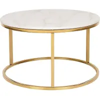 Beliani Table basse beige avec pieds dorés effet marbre ø 70 cm Base ronde dorée Moderne