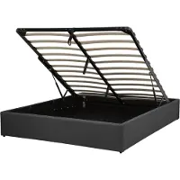 Beliani Lit Lit double rembourré gris avec conteneur 140 x 200 cm, avec cadre de levage sans têtière
