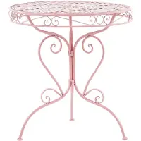Beliani Table de jardin rose métal 70 cm ronde ALBINIA (70 x 74 cm)