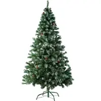 TecTake Sapin de Noël artificiel avec pommes de pin et support métallique 180 cm - sans guirlandes lumineuses