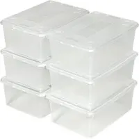 TecTake 12 boîtes de rangement plastique - blanc transparent