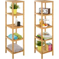 TecTake - Etagère de salle de bain en bois avec 5 étagères en bambou 401646