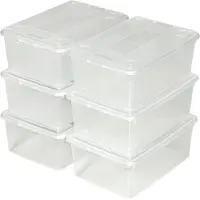 TecTake 24 boîtes de rangement plastique - blanc transparent